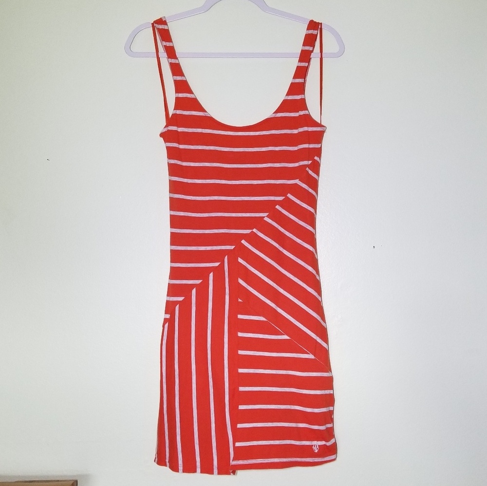Volcom Sundress Orange & heathered grey striped. Size XS.